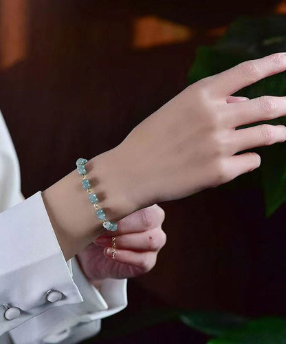 Damen-Armband mit blauem Jade-Anhänger aus 14 Karat Gold