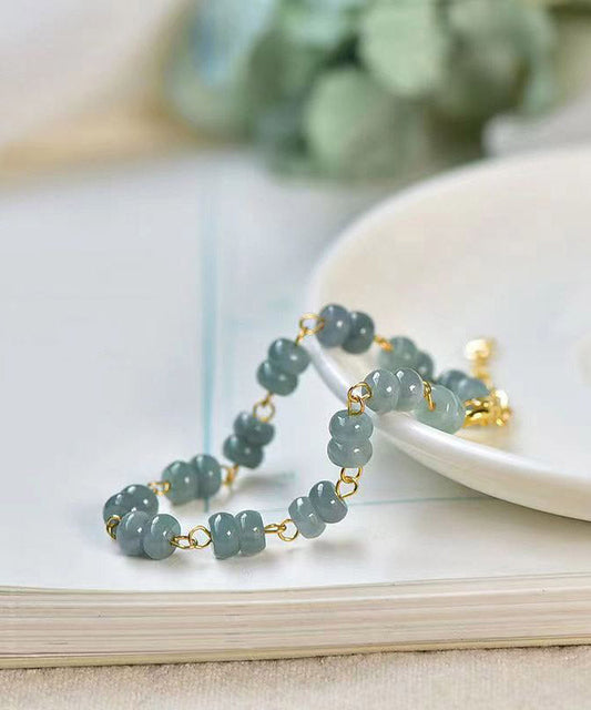 Pulsera de jade azul para mujer en oro de 14 quilates