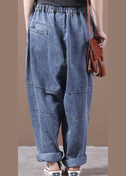 Frauen Blau Cinched Taschen denim Hosen Frühling