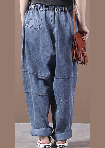 Frauen Blau Cinched Taschen denim Hosen Frühling