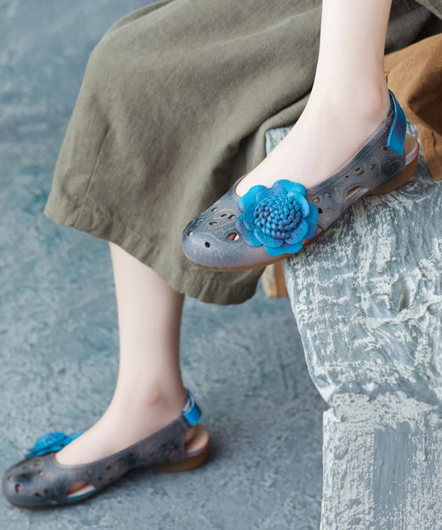 Damen Sandalen mit Schnallenriemen und Rindsleder in Blau
