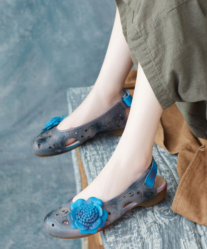 Damen Sandalen mit Schnallenriemen und Rindsleder in Blau