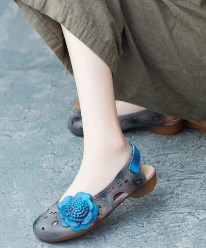 Damen Sandalen mit Schnallenriemen und Rindsleder in Blau