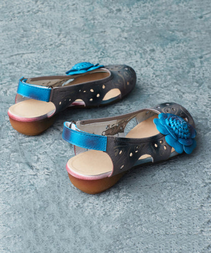 Damen Sandalen mit Schnallenriemen und Rindsleder in Blau