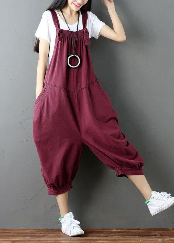 Women Blue Pockets Button Fall Casual Cotton Romper - SooLinen