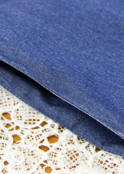 Damen Blaues Partykleid aus Baumwolle mit V-Ausschnitt und halben Ärmeln