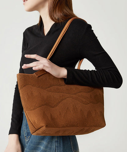 Women Brown Embossing Large Capacity Cotton Shoulder Bags