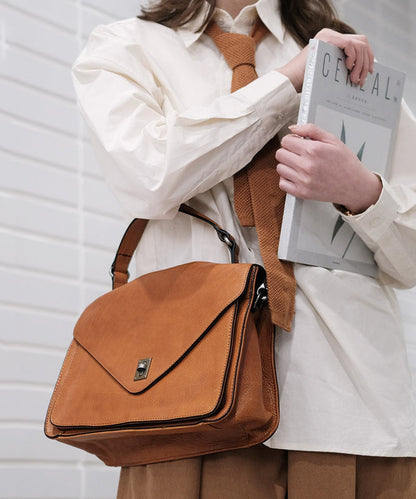 Women Brown Large Capacity Leather Laptop Bag