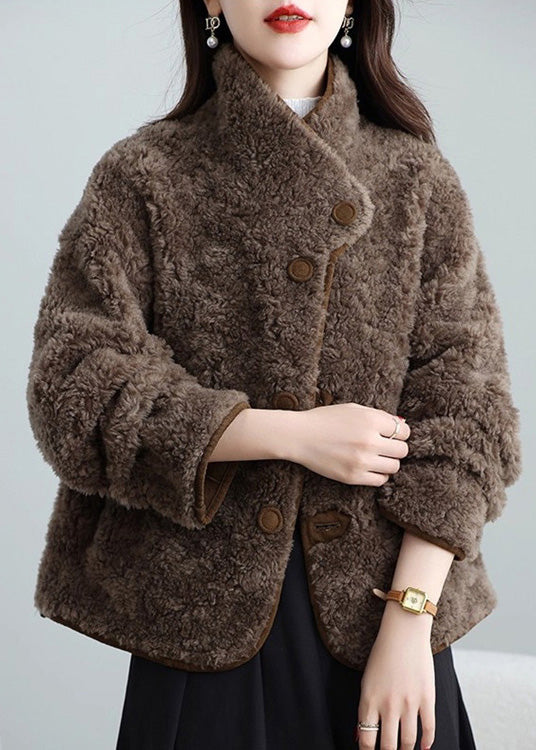 Women Brown Wear On Both Sides Leather And Fur Coat Winter
