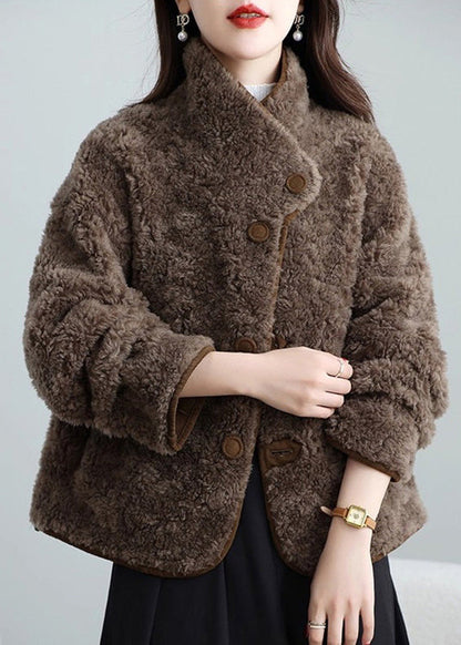 Women Brown Wear On Both Sides Leather And Fur Coat Winter