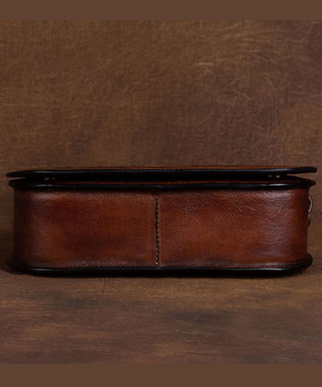 Damen Handtasche mit Sternbild-Motiven aus Kalbsleder in Braun