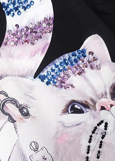 Women Cartoon print Cotton Tunics Inspiration white patchwork lace Dresses summer - SooLinen