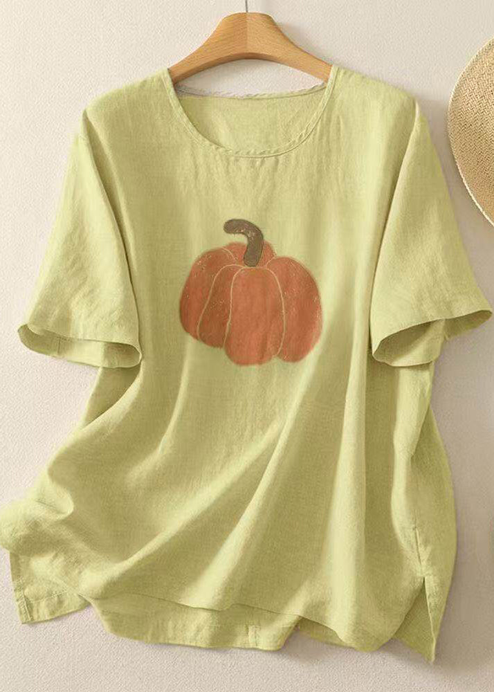 Women Casual Navy O Neck Print Cotton T Shirt Tops Summer