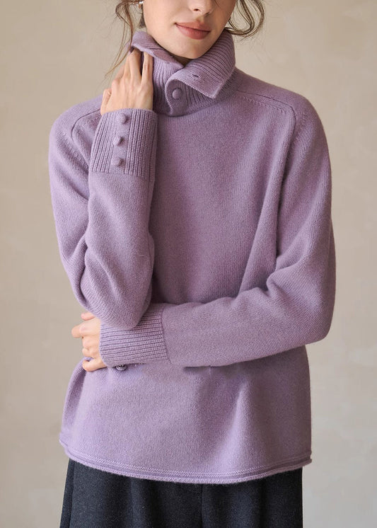 Damen Anthrazitgraue, warme Strickblusen mit Stehkragen für den Winter