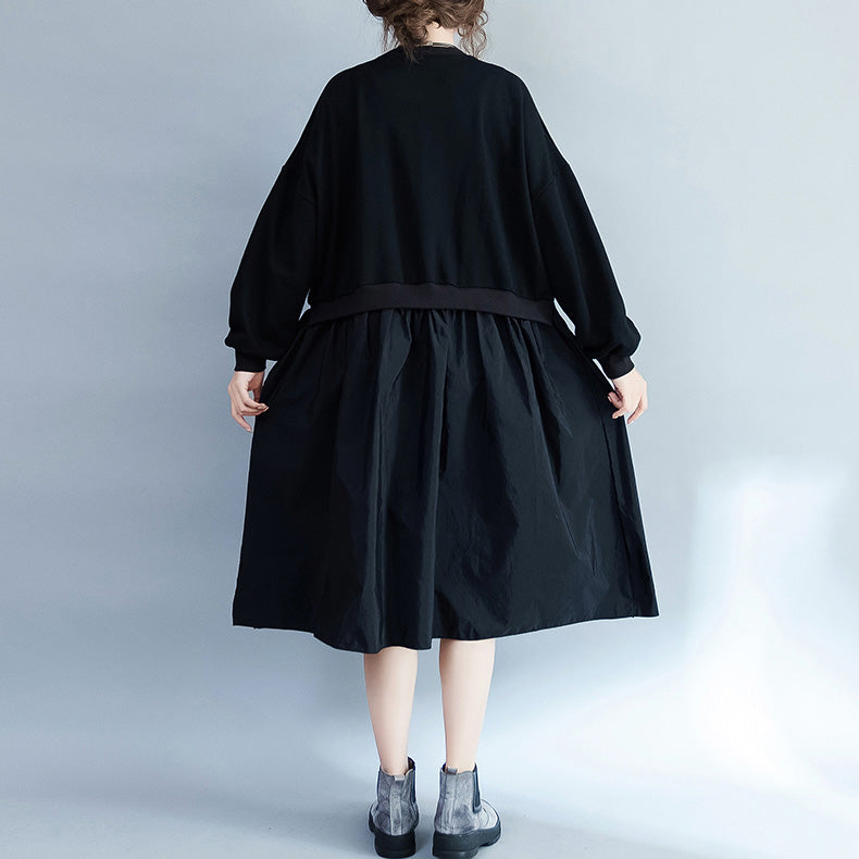 Damenbekleidung Lässige lockere Kleider Mode Patchwork Kleider