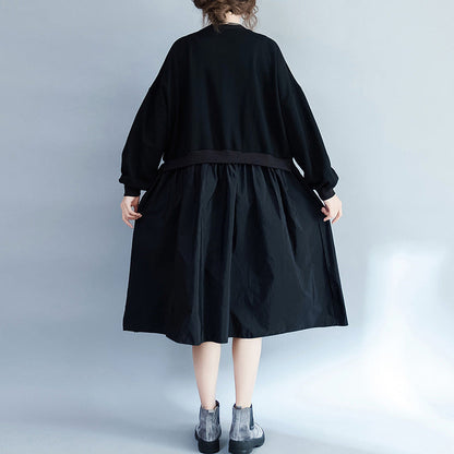 Damenbekleidung Lässige lockere Kleider Mode Patchwork Kleider