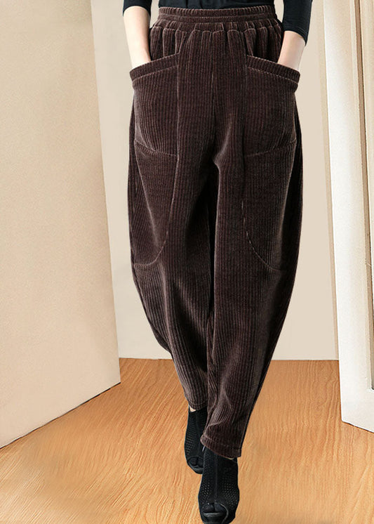 Frauen Schokolade Taschen Patchwork Gerade Winterhose