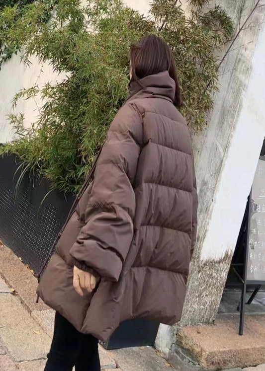 Frauen Schokolade Schal Kragen Übergroßen Quaste Ente Unten Unten Mäntel Winter