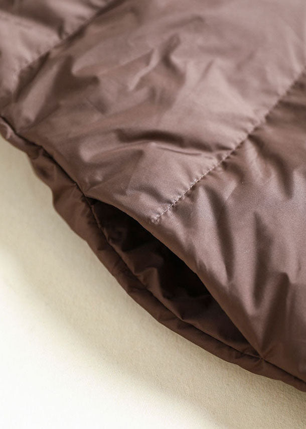 Frauen Schokolade Schal Kragen Übergroßen Quaste Ente Unten Unten Mäntel Winter