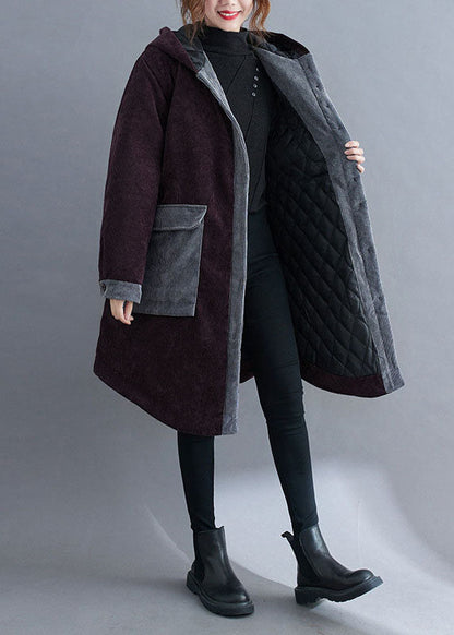 Frauen Schokolade mit Kapuze Taschen Winterjacken Baumwolle Dicke Mäntel