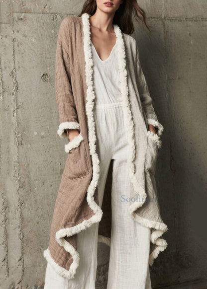 Damen-Cardigan mit asymmetrischem Patchwork-Taschenmuster und Farbblock-Design für den Frühling