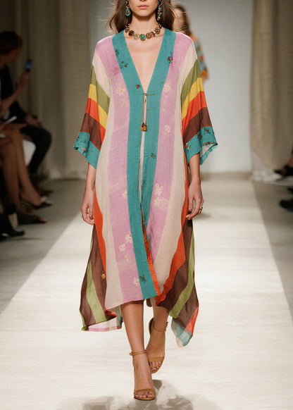 Women Colorblock Oversized Print Cotton Vacation Dresses Summer