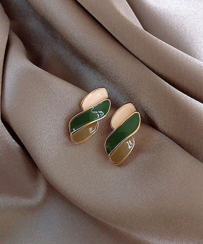 Pendientes geométricos con diseño de gota de esmalte y bloques de color para mujer