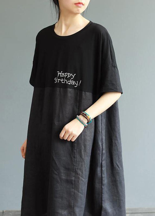 Women Cotton outfit Pakistani Cartoon Little Girl And Letter Printed Loose Dress - SooLinen