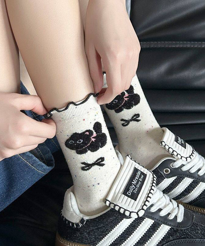 Women Cute Cartoon Mushroom Edge Mid Calf Socks