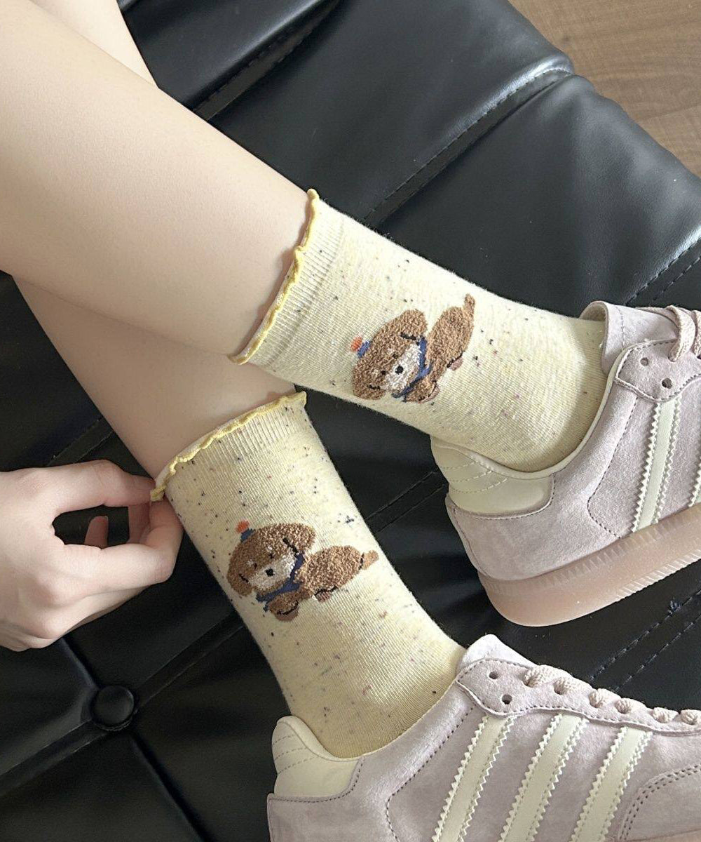 Women Cute Cartoon Mushroom Edge Mid Calf Socks