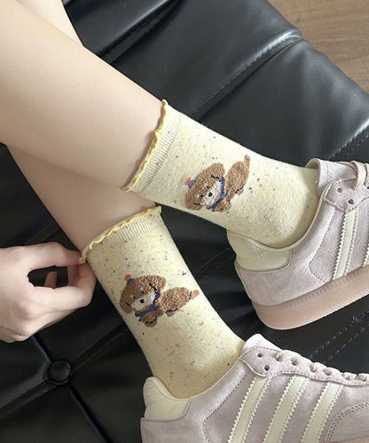 Women Cute Cartoon Mushroom Edge Mid Calf Socks
