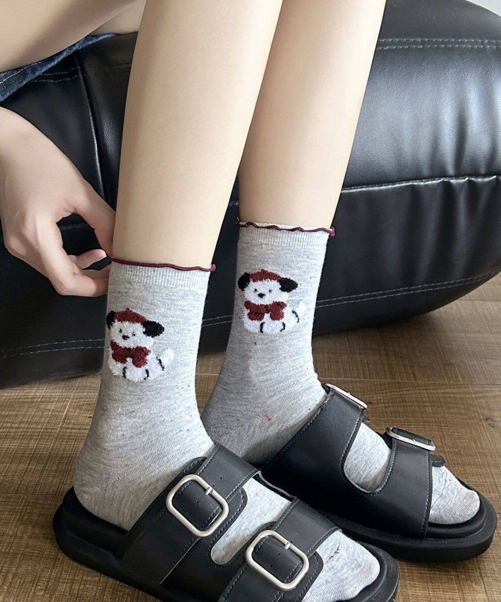 Women Cute Cartoon Mushroom Edge Mid Calf Socks