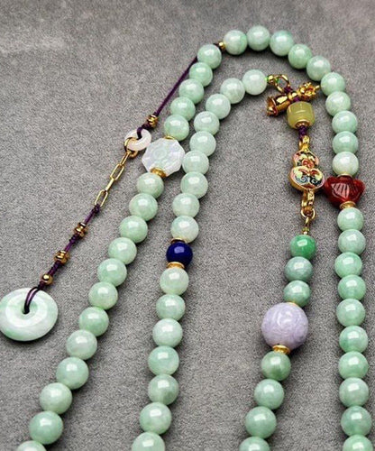 Collar tipo suéter con borlas y cuentas de ágata turquesa y jade cian para mujer