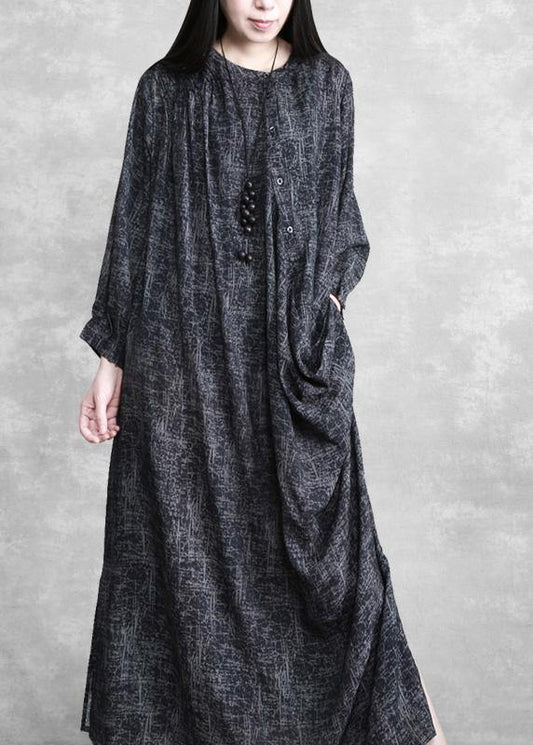Women Dark Gray Linen Maxi Dress Spring Outfits - SooLinen