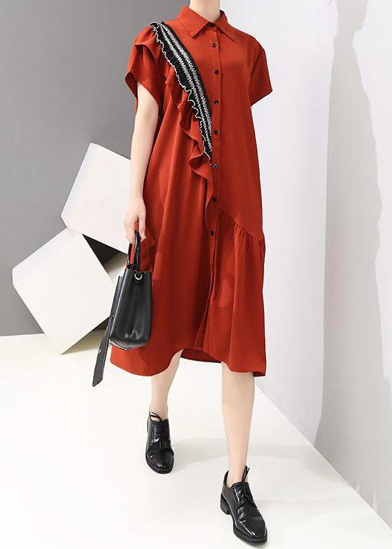 Women Drops Design Fashion Asymmetrical Agaric Lace Shirt Dress - SooLinen