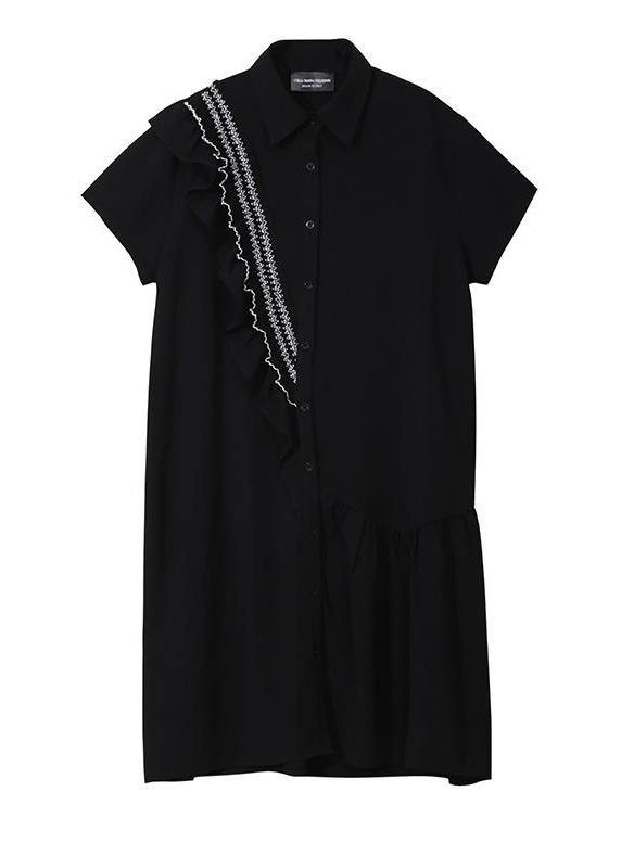 Women Drops Design Fashion Asymmetrical Agaric Lace Shirt Dress - SooLinen