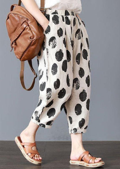 Women Elastic Waist Printed Harem Pants Casual Loose Trousers - SooLinen