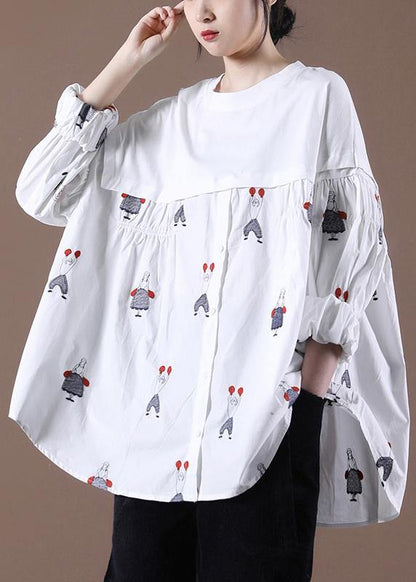 Women Embroidery Spring Chic Tunic White Top - SooLinen