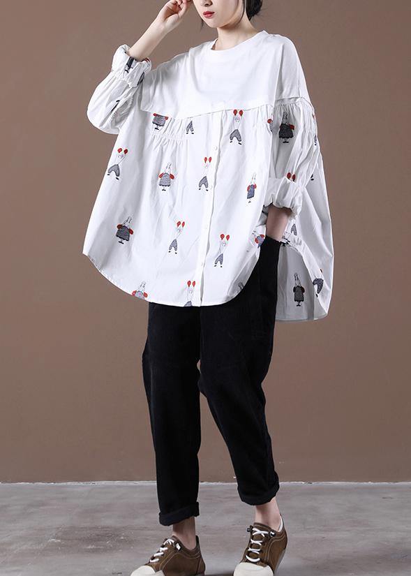 Women Embroidery Spring Chic Tunic White Top - SooLinen