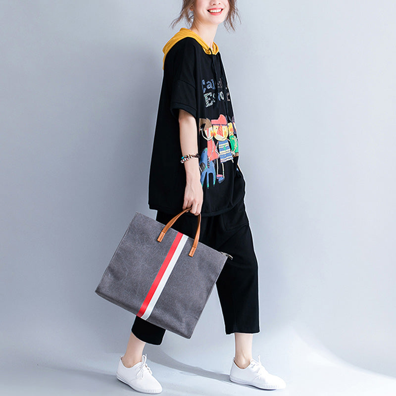 Damenmode Print Tops Casual Tees Kapuzenshirt Lose T-Shirt