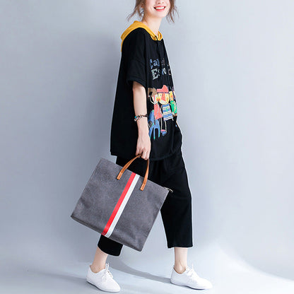 Damenmode Print Tops Casual Tees Kapuzenshirt Lose T-Shirt