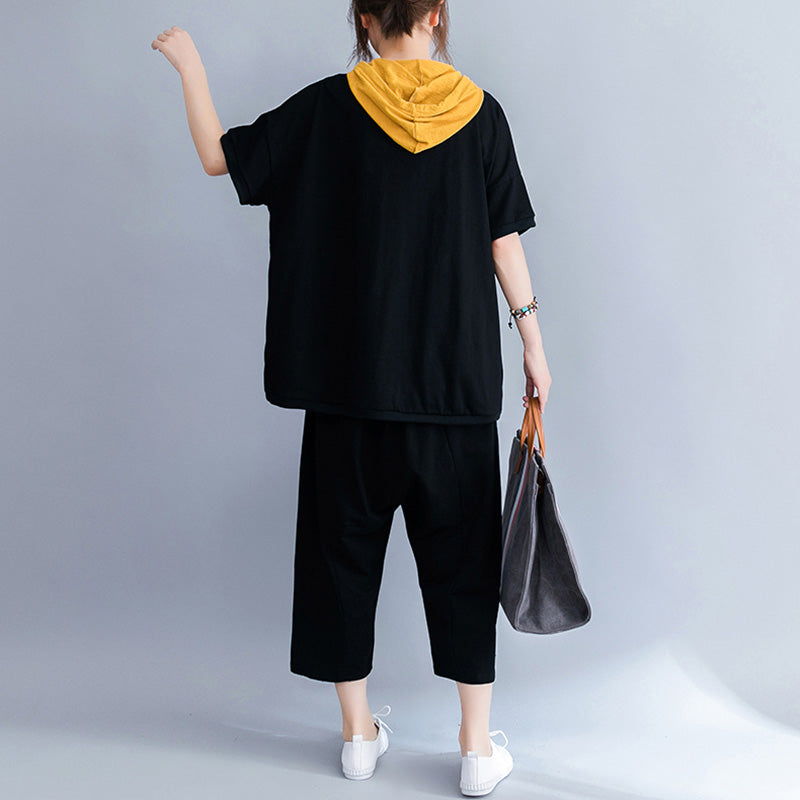 Damenmode Print Tops Casual Tees Kapuzenshirt Lose T-Shirt