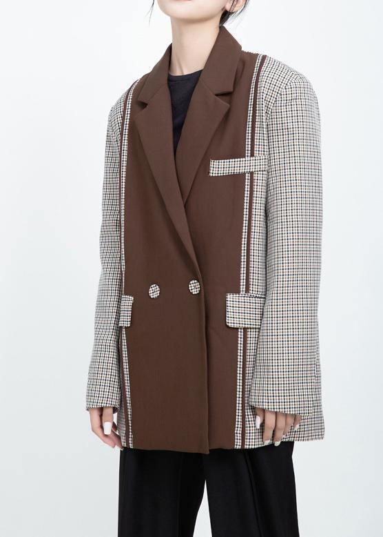 Women Fashion patchwork coats khaki Art outwear - SooLinen