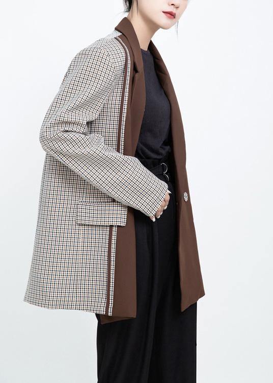 Women Fashion patchwork coats khaki Art outwear - SooLinen