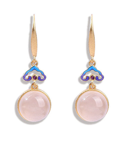 Pendientes colgantes de calcedonia con nubes auspiciosas y cobre dorado para mujer