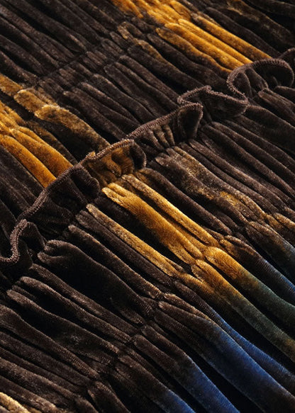 Frauen Farbverlauf faltig Velours Urlaub Kleid Winter