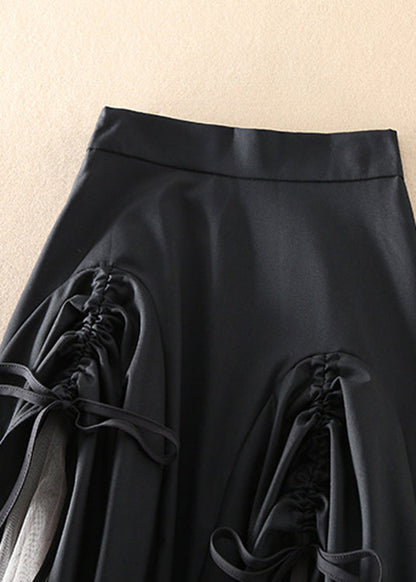 Frauen Grün Asymmetrische kordelzug Patchwork Tüll Röcke Frühling