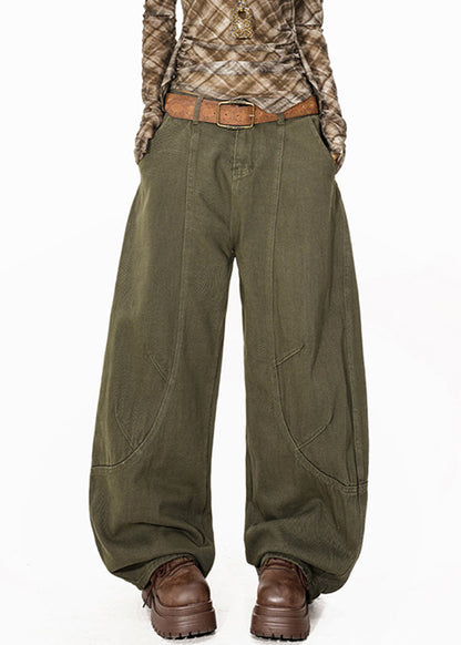 Women Green High Waist Pockets Straight Jeans