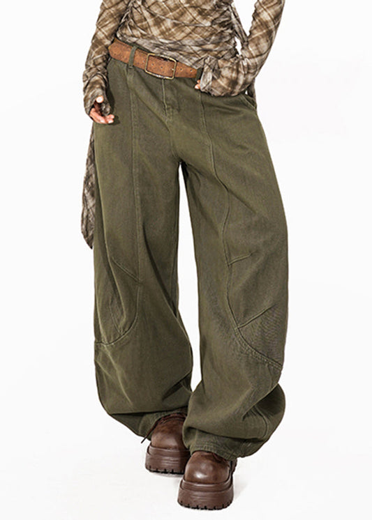 Women Green High Waist Pockets Straight Jeans