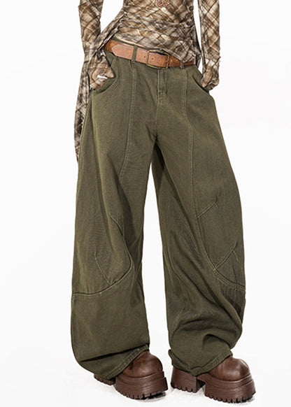 Women Green High Waist Pockets Straight Jeans